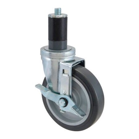 Allpoints Allpoints 1201125 Caster, Stem, 5", W/Brk, Gry 1201125